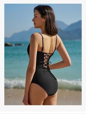 NWT**Every Bathing Suit should Have THIS!!WOMENS CORSET BLACK SWIMSUIT S/M